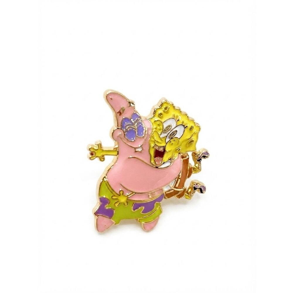 SpongeBob SquarePants & Patrick Star Enamel Pin Best Friends Hug Cartoon Gift